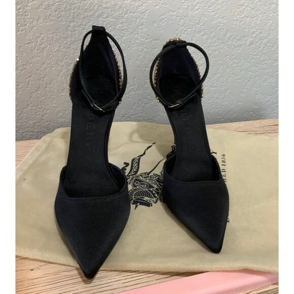 Burberry Shoes - Burberry London Alanson Embellished Satin Heels Pumps Black Gold EU 39